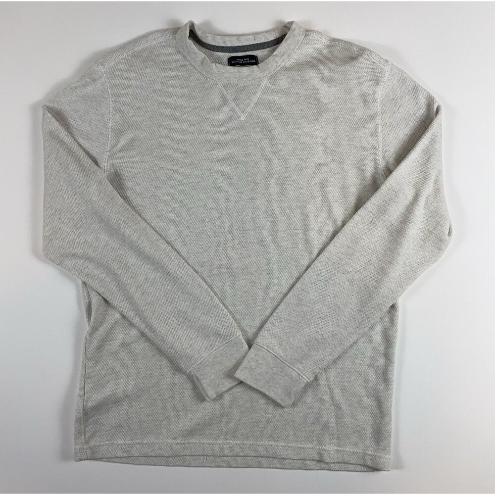 St. John's Bay Men's Large Solid Gray Knit Long Sleeve Crewneck Henley
